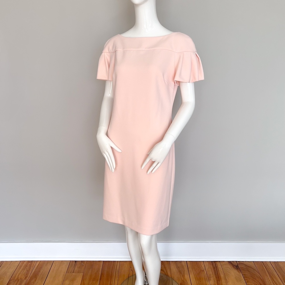 Lauren Ralph Lauren Light Pink Sheath Dress Short Sleeve Knee Length 8 Elegant